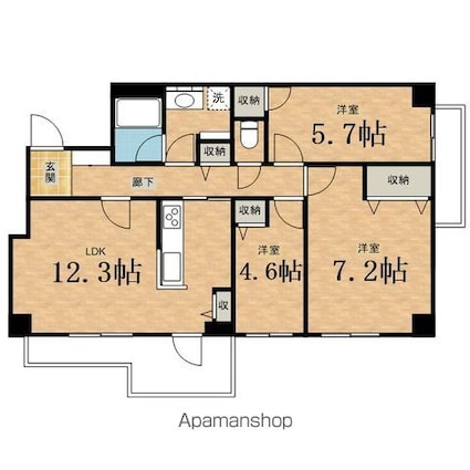 豊田ハウス[3LDK/76.4m2]の間取図