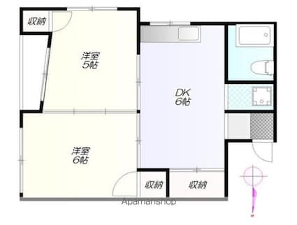 コンフォート竜泉クボタ[2DK/40m2]の間取図