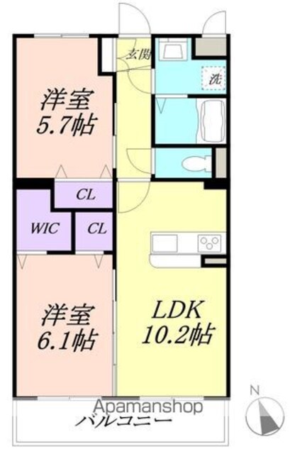 ＬＵＣＲＡＳ[2LDK/51.78m2]の間取図