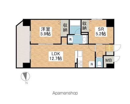 アーバン本町Ⅶ[1SLDK/52.33m2]の間取図