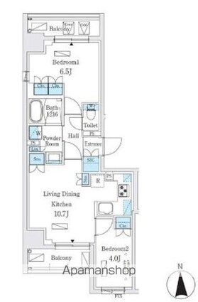 ジオエント秋葉原[2LDK/47.96m2]の間取図