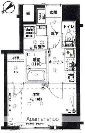 ハーモニーレジデンス上野ノースフロント[1K/25.01m2]の間取図