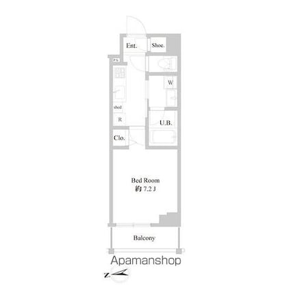 Ｂ　ＣＩＴＹ　ＡＰＡＲＴＭＥＮＴ　ＩＴＡＢＡＳＨＩ　ＮＯＲＴＨ[1K/25.73m2]の間取図