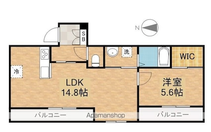 東京都武蔵野市中町２丁目[1LDK/50.29m2]の間取図