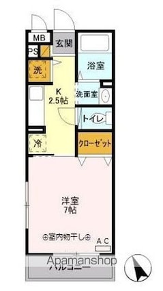 ＢＥＳＴ　　ＦＲＩＥＮＤ[1K/26.52m2]の間取図