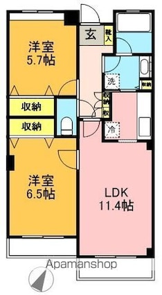 東京都杉並区永福１丁目[2LDK/56.36m2]の間取図