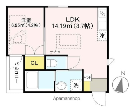 ｍｅｓｍ[1LDK/30.21m2]の間取図