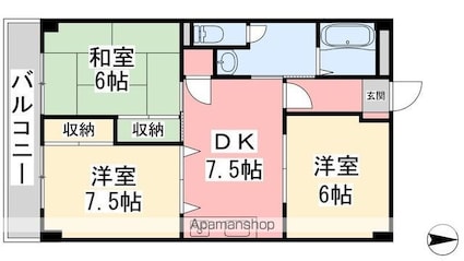 コートリジェール[3DK/58.5m2]の間取図