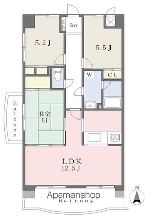 セントラルパーク土居田[3LDK/71.5m2]の間取図