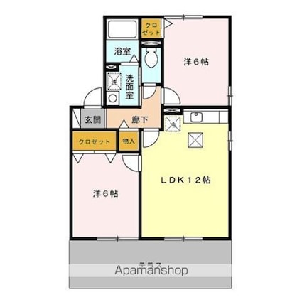 プレイン　Ｃ[2LDK/53.76m2]の間取図