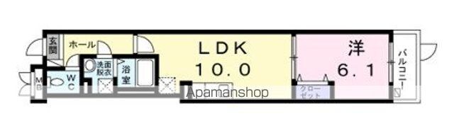 フィオーレ[1LDK/38.9m2]の間取図