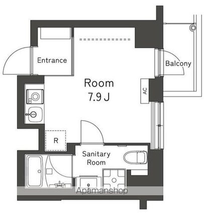 レキシントン・スクエア曙橋[1R/21.34m2]の間取図