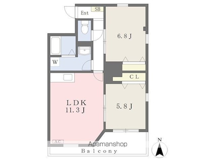 ピカデリーサーカス７ラックⅡ[2LDK/46.7m2]の間取図