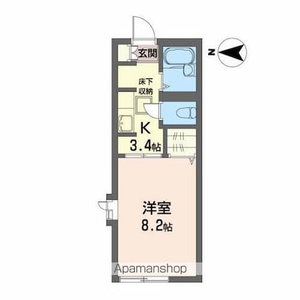 ゾンネンブルーメ[1K/25.5m2]の間取図