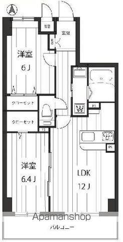 神奈川県川崎市中原区小杉町2丁目の賃貸マンションの間取り