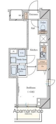 ガリシア駒込ＥＡＳＴ[1K/25.7m2]の間取図