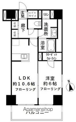 カメリアコート　新宿[1LDK/45.5m2]の間取図