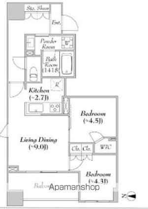 ＡＳＭＡＣＩ　ＭＡＩＳＯＮ両国Ⅱ[2LDK/52.78m2]の間取図