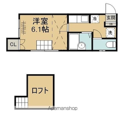 エスペランサ東照宮[1K/18.4m2]の間取図