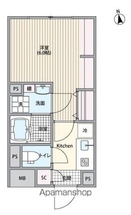 エルファーロ笹塚Ⅲ[1K/20.2m2]の間取図