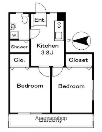 さつきビル[2K/35.18m2]の間取図
