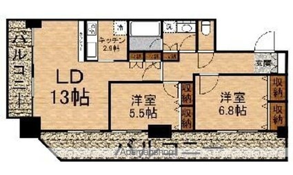 イストワール[2LDK/65.55m2]の間取図