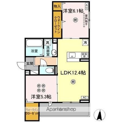 セジュールピア吉島[2LDK/57.16m2]の間取図