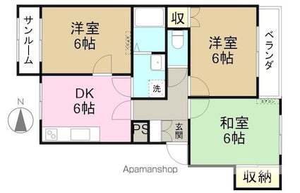 Ｍクレスト成和[3DK/58.76m2]の間取図