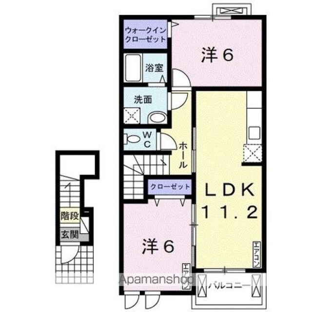 ディオーネ・ジエータ紀ノ川Ⅰ[2LDK/57.21m2]の間取図