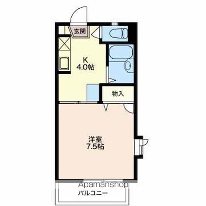 レーベン西和田[1K/24.92m2]の間取図