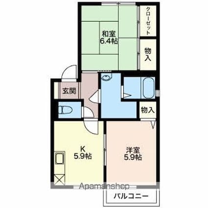 フォーレスマイメール[2K/46.7m2]の間取図