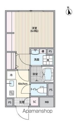 エルファーロ笹塚Ⅲ[1K/20.2m2]の間取図