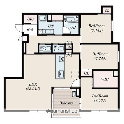 レジーナコート上杉[3LDK/108.23m2]の間取図