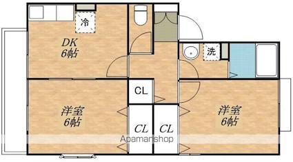 吉祥寺ガーデンホームズ[2DK/45.15m2]の間取図
