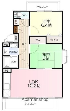 ユーミーひさえだ　Ａ棟[2LDK/58.13m2]の間取図