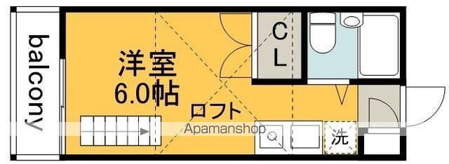 東京都調布市富士見町４丁目[1R/16.11m2]の間取図