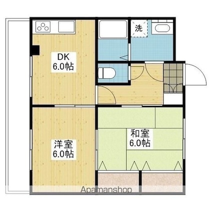 プロヴァンス安城寺Ⅱ[2DK/45.36m2]の間取図