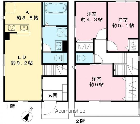 高崎線 桶川駅 徒歩24分 2階建 新築の間取り写真