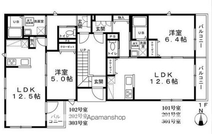 エルフォⅡ[1LDK/44.88m2]の間取図