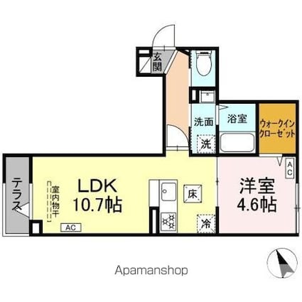 グラナーデ堀切[1LDK/37.8m2]の間取図