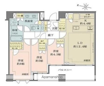 ザ・パークハウス千代田六番町[3LDK/84.2m2]の間取図