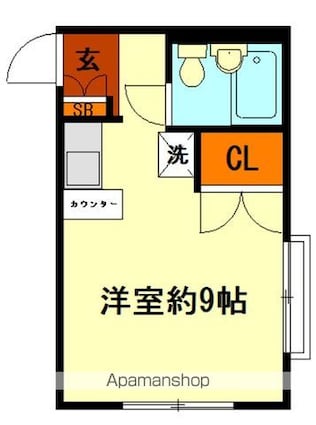 東京都国分寺市東恋ヶ窪４丁目[1R/20.42m2]の間取図