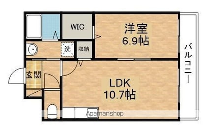 アースマーシマンションⅡ[1LDK/42m2]の間取図