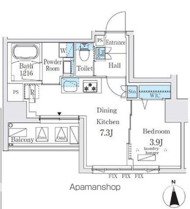 ジオエント秋葉原[1DK/31.04m2]の間取図