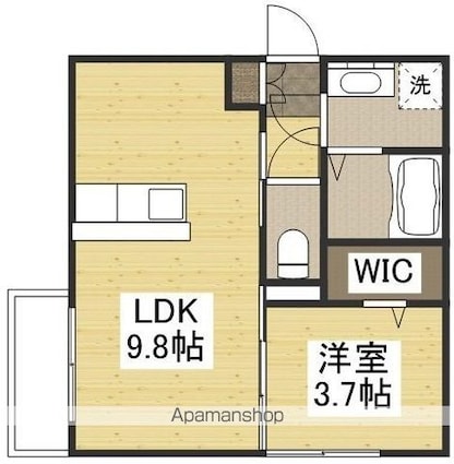 岡山県倉敷市林[1LDK/32.77m2]の間取図