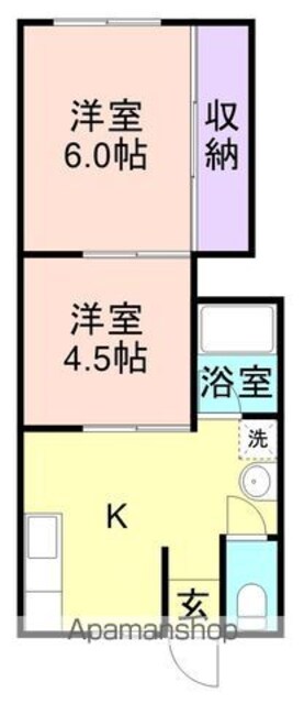 和歌山県和歌山市中之島[2K/38.5m2]の間取図
