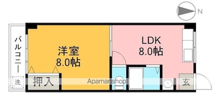 コーポ愛宕[1LDK/32.76m2]の間取図