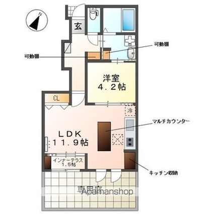 Ｗｏｏｄｓｔｏｃｋ　Ｎｅｓｔ[1LDK/44.63m2]の間取図