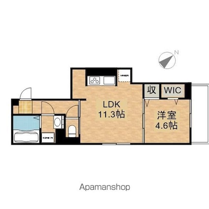 ラヴィベル本堅田[1LDK/40.23m2]の間取図