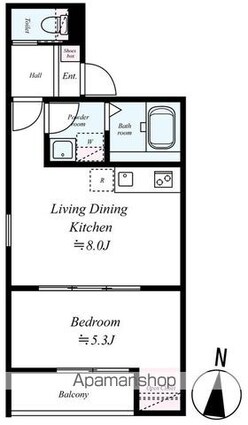 ＧＲＡＤＵＳ八千代台Ⅲ[1LDK/30.3m2]の間取図